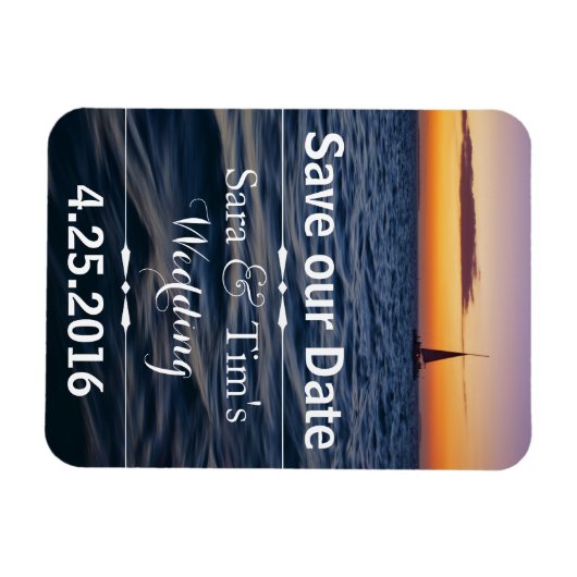 Sunset Sail Nautical Save the Date Magnet (Horizontal)