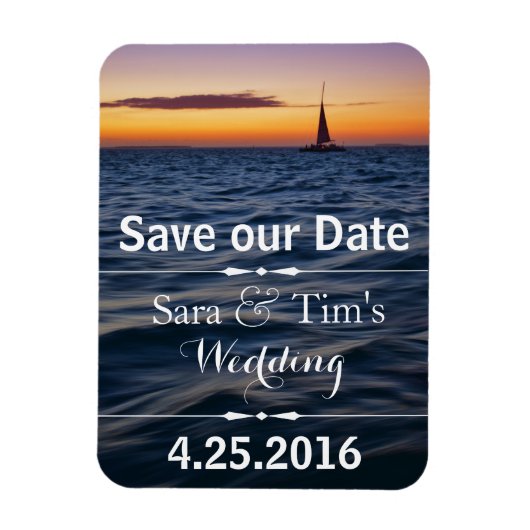 Sunset Sail Nautical Save the Date Magnet (Vertikal)