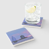 Sunset Sail Stone Untersetzer (Seitenansicht)