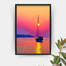 Sunset Sailboat auf dem Meer