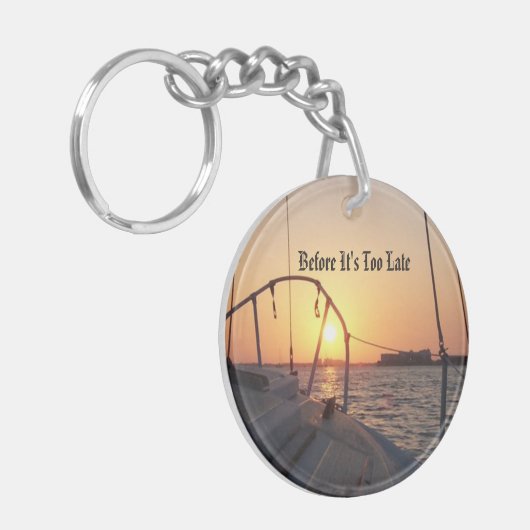 Sunset Sailboat Doppelseitig Schlüsselanhänger (Vorderseite links)