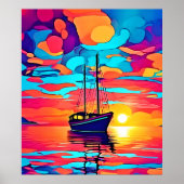 Sunset Sailboat Dreamscape Poster (Vorne)