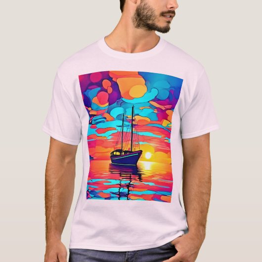 Sunset Sailboat Dreamscape T-Shirt (Vorderseite)
