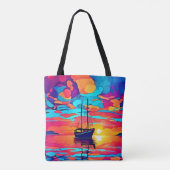Sunset Sailboat Dreamscape Tasche (Rückseite)