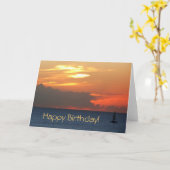 Sunset Sailboat Geburtstagskarte (Leere Innenseite Karte (Gelbe Blume)