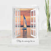 Sunset Sailboat in Window Beileid Karte (Vorderseite)