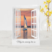Sunset Sailboat in Window Beileid Karte (Gelbe Blume)