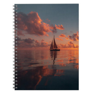 Sunset Sailboat Ocean Reflection Art Notebook Notizblock