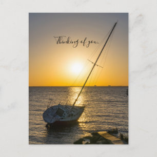Sunset Sailboat Shipwreck Golf Breeze Denken Postkarte