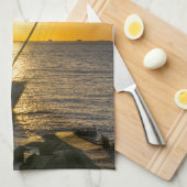 Sunset Sailboat Shipwreck Golf Breeze FL Geschirrtuch (Viertel Falte)