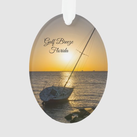 Sunset Sailboat Shipwreck Golf Breeze FL Ornament (Rückseite)