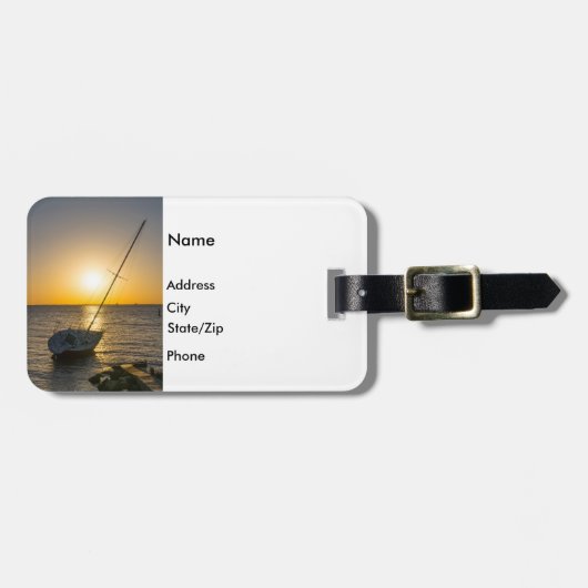 Sunset Sailboat Shipwreck Golf Breeze Gepäcktag Gepäckanhänger (Vorderseite horizontal)