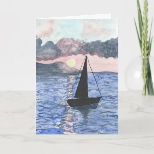 Sunset Sailboat Sympathy Card Karte (Vorderseite)
