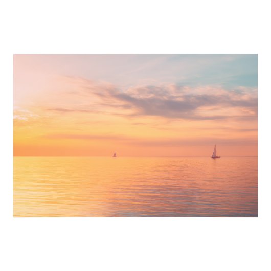 Sunset Sailboats Calm Ocean Horizon Glow Fotodruck (Vorne)