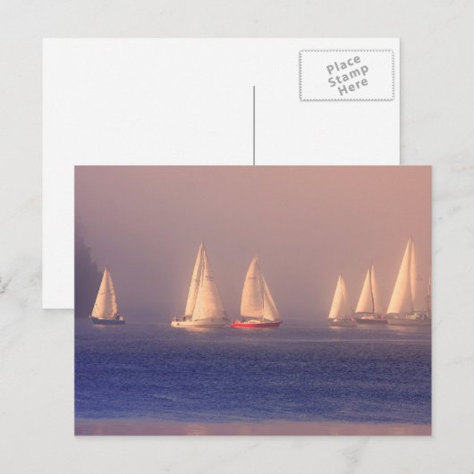 Sunset Sailboote Foto Postkarte (Vorne/Hinten)