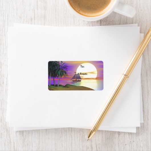 Sunset Sailing Adressaufkleber (Insitu)