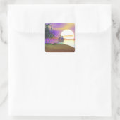 Sunset Sailing Quadratischer Aufkleber (Tasche)