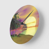 Sunset Sailing Runde Wanduhr (Winkel)