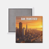 Sunset San Francisco Skyline California Travel Magnet (Vorderseite/Rückseite)