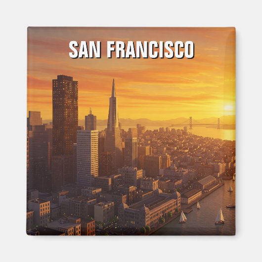 Sunset San Francisco Skyline California Travel Magnet (Vorne)
