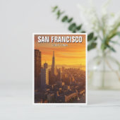Sunset San Francisco Skyline California Travel Postkarte (Stehend Vorderseite)