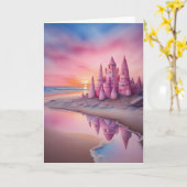 Sunset Sandcastle Dreams Karte (Gelbe Blume)
