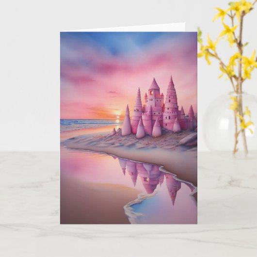Sunset Sandcastle Dreams Karte (Gelbe Blume)