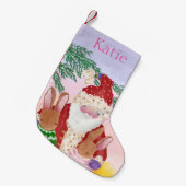 Sunset Santa and Bunnies Kleiner Weihnachtsstrumpf (Vorderansicht (hängend))