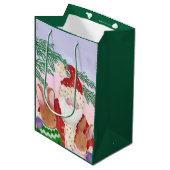 Sunset Santa and Bunnies Mittlere Geschenktasche Geschenktüte (Vorderseite Schrägansicht)