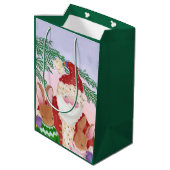 Sunset Santa and Bunnies Mittlere Geschenktasche Geschenktüte (Rückseite Schrägansicht)