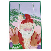 Sunset Santa and Bunnies Mittlere Geschenktasche Mittlere Geschenktüte (Rückseite)