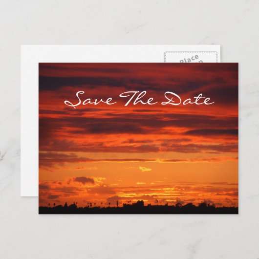 Sunset "Save the Date" Postkarte (Vorne/Hinten)