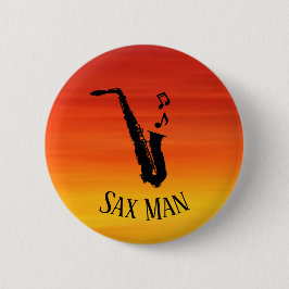 Sunset Sax Man Cool Funny Music Saxophon Button