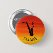 Sunset Sax Man Cool Funny Music Saxophon Button (Vorne & Hinten)