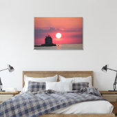 Sunset Scene Lighthouse Stretched Canvas Print Leinwanddruck (Insitu (Schlafzimmer))