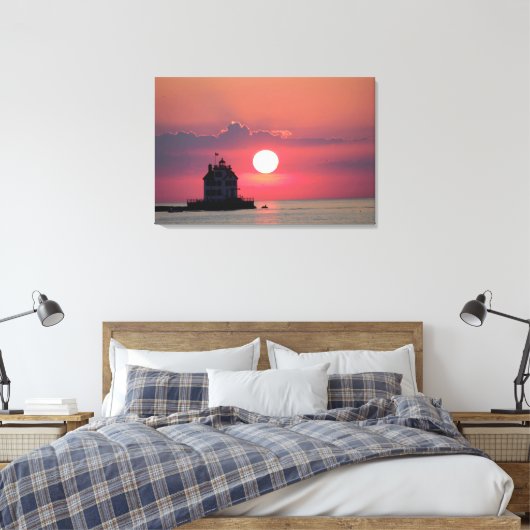 Sunset Scene Lighthouse Stretched Canvas Print Leinwanddruck (Insitu (Schlafzimmer))