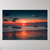 Sunset Sea Boat Shore Poster (Vorne)