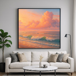Sunset Sea Cloud - Pastel Painting Style Poster
