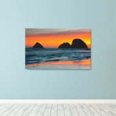 Sunset, Sea Stacks, Ocean, Oregon, USA Leinwanddruck (Insitu (Holzboden))