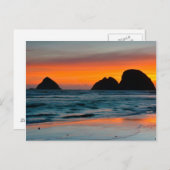 Sunset, Sea Stacks, Ocean, Oregon, USA Postkarte (Vorne/Hinten)