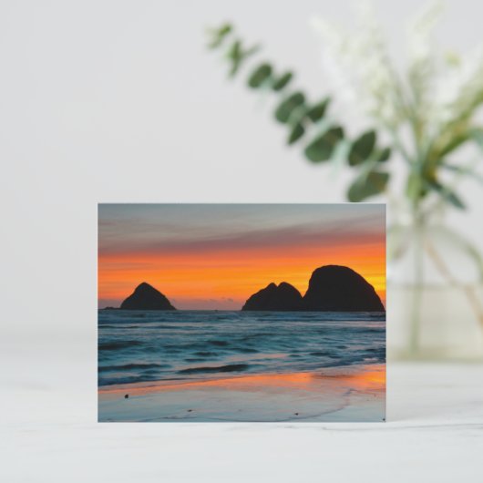 Sunset, Sea Stacks, Ocean, Oregon, USA Postkarte (Stehend Vorderseite)