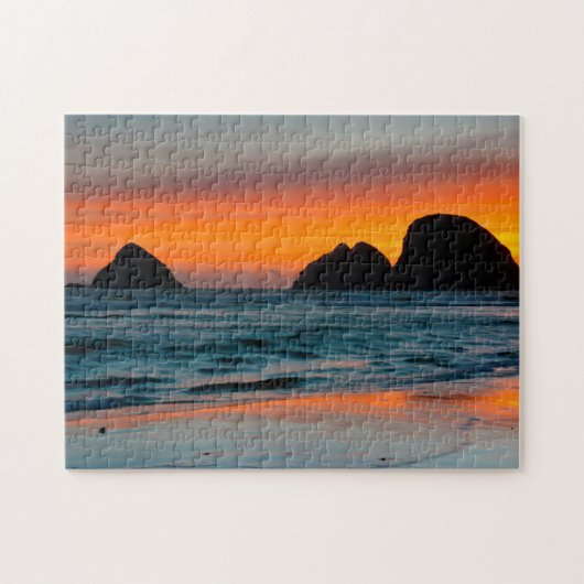 Sunset, Sea Stacks, Ocean Side, Oregon, USA Puzzle (Horizontal)