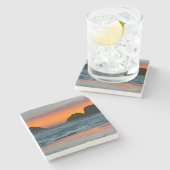 Sunset, Sea Stacks, Ocean Side, Oregon, USA Steinuntersetzer (Seitenansicht)