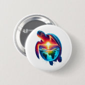 Sunset Sea Turtle Button (Vorne & Hinten)