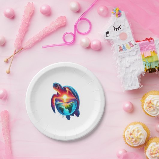 Sunset Sea Turtle Pappteller (Party)