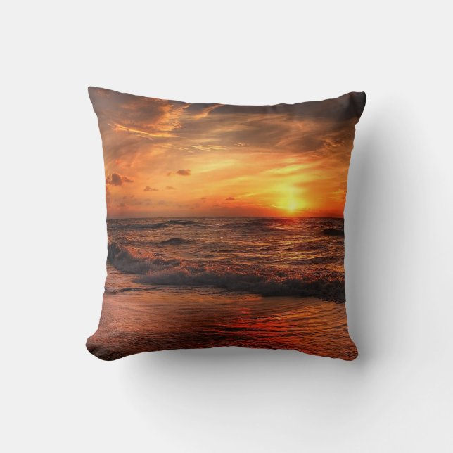 Sunset Sea Waves Kissen (Vorderseite)