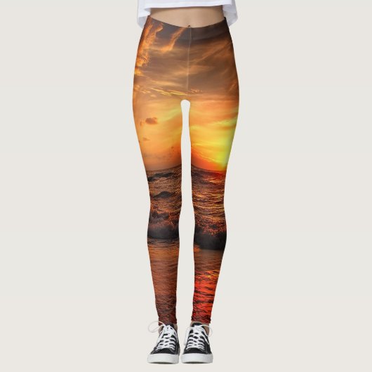 Sunset Sea Waves Leggings (Vorderseite)
