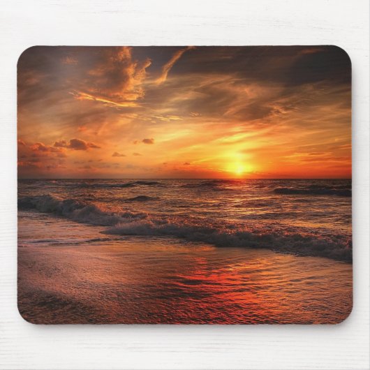 Sunset Sea Waves Mousepad (Vorne)