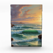 Sunset Seascape Painting Artwork Fotoblock (Vorderseite)