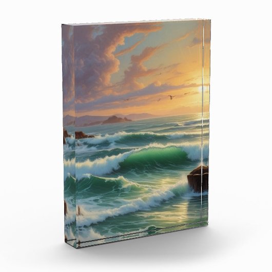 Sunset Seascape Painting Artwork Fotoblock (Links)